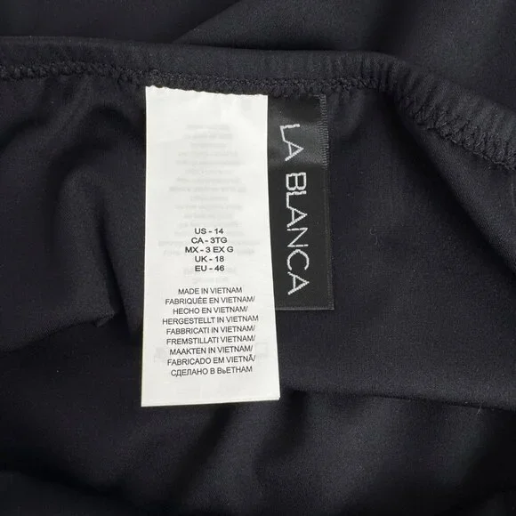 La Blanca NWOT Black Luxe Ultra High Waist Bikini Bottom Sz 14 Black Compression